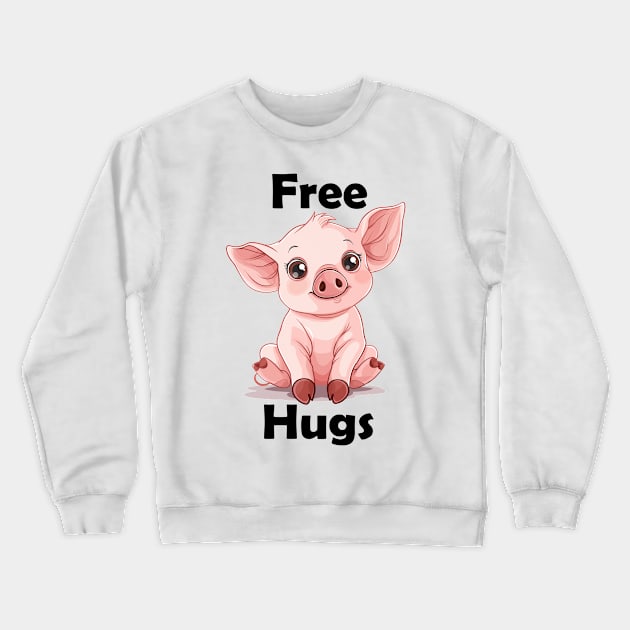 Free Hugs Pig Crewneck Sweatshirt by Aaron Grubb's Favorites